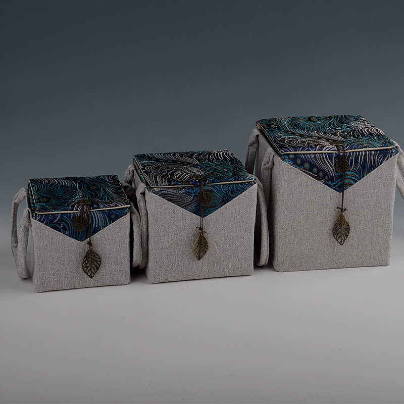 刺绣手工布包茶叶罐礼盒通用蜂蜜罐包装盒复古单双罐空礼盒收纳盒