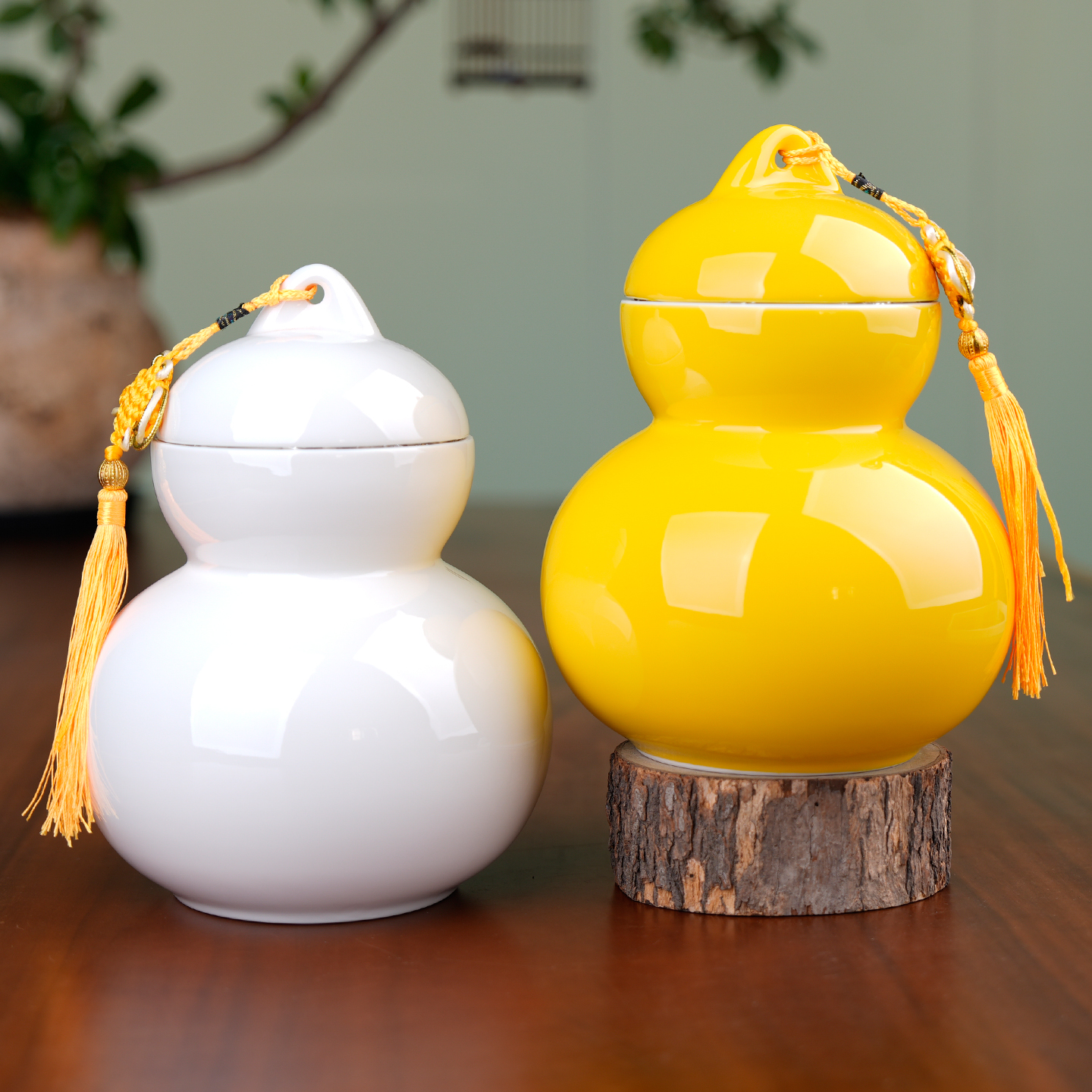 珍福器陶瓷葫芦罐大号密封罐茶罐