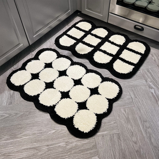 ins黑白棋盘格地垫卫生间吸水防滑脚垫加厚绒毛地毯浴室垫子