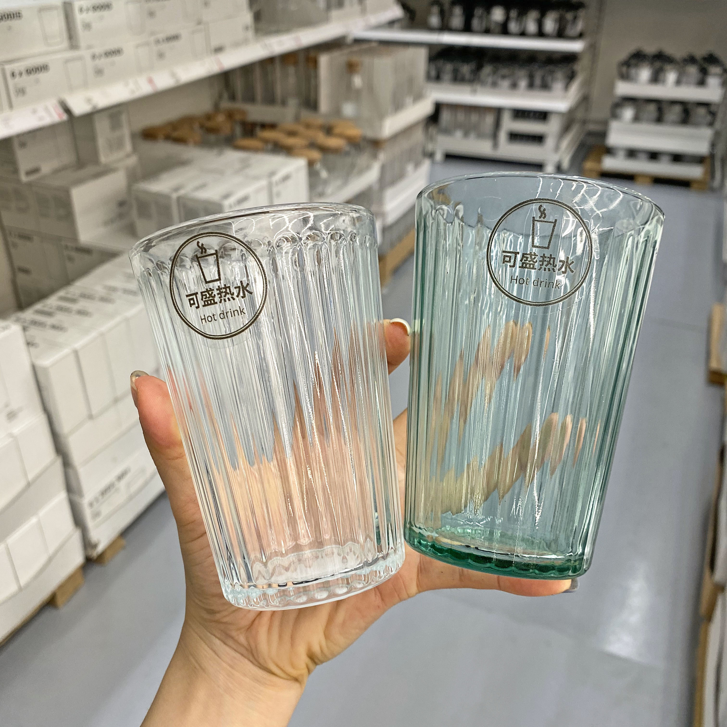 宜家国内代购北欧绿色钢化杯子