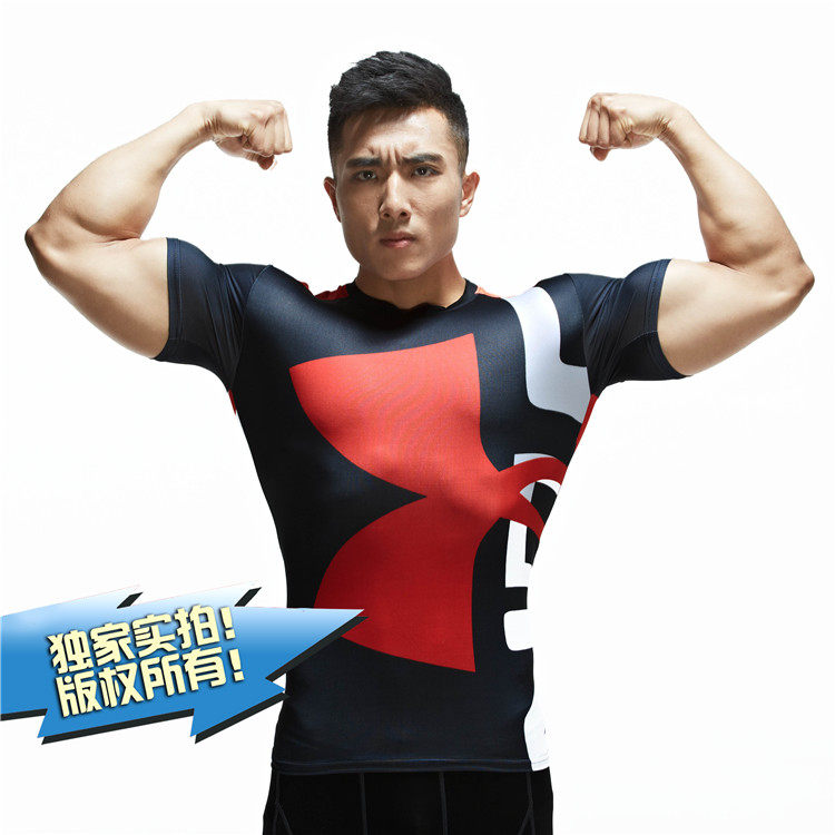 蝙蝠侠超人美国队长英雄体T恤服弹力健紧身衣运动男速干圆领短袖