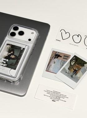 RS｜原创拍立得手机壳小卡横插卡涂鸦保护壳适用于17promax小众情侣16pro防摔壳复古创意ins韩系少女小红书