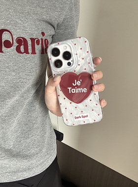 Redundant｜羽纱酒红复古波点适用于苹果17promax手机壳大孔防摔气囊支架透明16保护套女款ins风韩国简约15