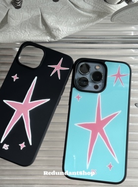 Redundant｜原创梦幻海星玻璃壳17promax手机壳黑色磨砂软壳16大孔小众复古美式ins亚克力创意y2k鬼马千禧