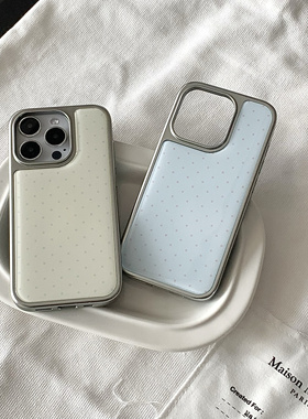 RS｜嫩黄日韩ins手机壳新款17promax大孔滴胶电镀16保护套15防摔新年壳小众少女风14壳加厚复古13miu系波点