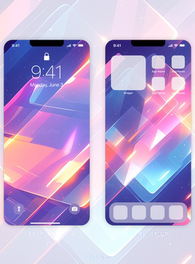 光辉之界 未来感抽象透明卡牌色彩宇宙 高清手机壁纸 3张 BI_0020