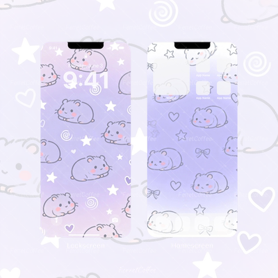 满屏仓鼠紫星渐变 粉紫腮红原创高清手机头像壁纸 3张 BI_0049