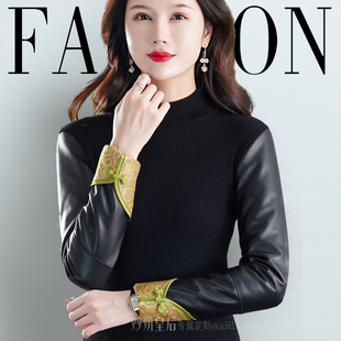 配皮草马甲内搭冬季 真皮加绒羽绒袖 女冬棉袖 打底衫 加厚中国风 皮袖