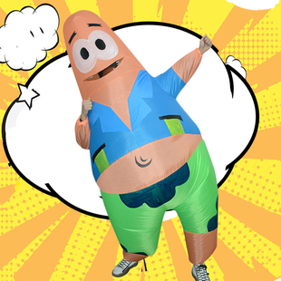 万圣节成人cos派大星充气服装立体行走人偶服海绵宝宝搞笑玩偶服