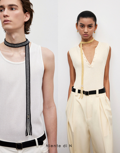 腰带脖间项链两色编织撞色窄装 饰系带 Niente