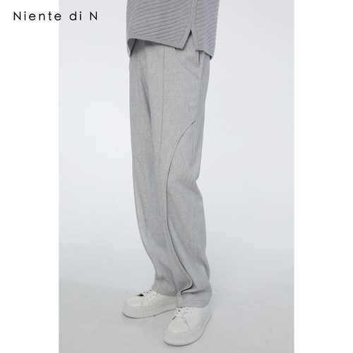 niente侧边弧度设计休闲长裤
