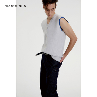 撞色针织背心廓形轻奢秋款 拼接短款 男 原创设计感秋季 Niente