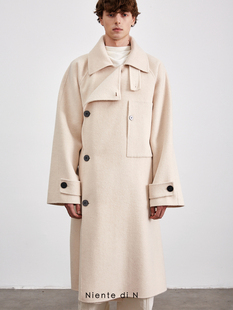 翻领双面呢长款 大衣廓形宽松风衣外套 Niente