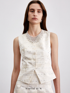 复古收腰修身 Niente 马夹上衣V领无袖 马甲女