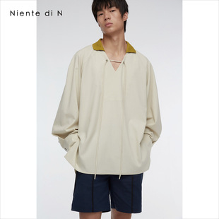 原创设计感轻奢风男装 罗纹领宽松衬衫 落肩袖 Niente 上衣薄款