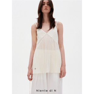 珍珠白压褶小吊带 Niente