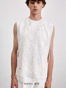 无袖 上衣原创双层设计亮片宽松休闲背心 Niente