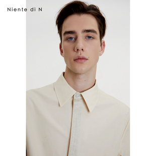 原创设计感假领感拼接衬衫 小尖领轻奢秋冬简约衬衣男 Niente