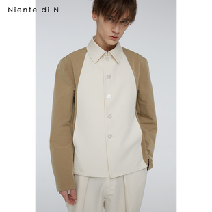 衬衫 Niente 小翻领薄款 N原创设计 夹克无性别秋夏拼色衬衣男女