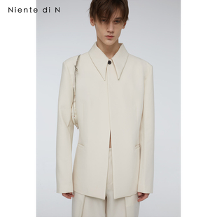 不对称斜扣西服一粒扣极简风廓形显瘦外套男 N原创设计 Niente