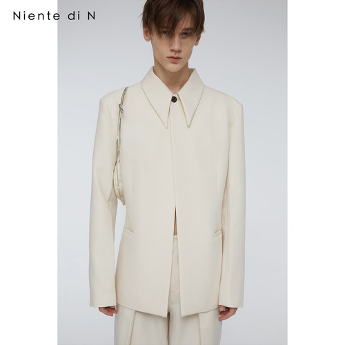 不对称斜扣西服NientediN