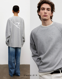 长袖 Niente 宽松休闲圆领上衣插肩袖 印花卫衣