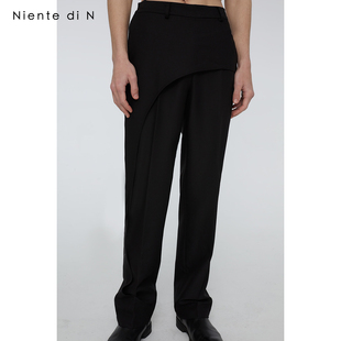 秋休闲裤 N原创设计 休闲高腰个性 男 不对称叠层宽松长裤 Niente