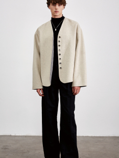 无领双面可穿设计短款 大衣毛呢外套 Niente