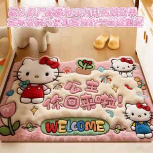仿5D硅藻泥地垫新款粉色卡通凯蒂猫入户脚垫玄关可爱吸水防滑门垫
