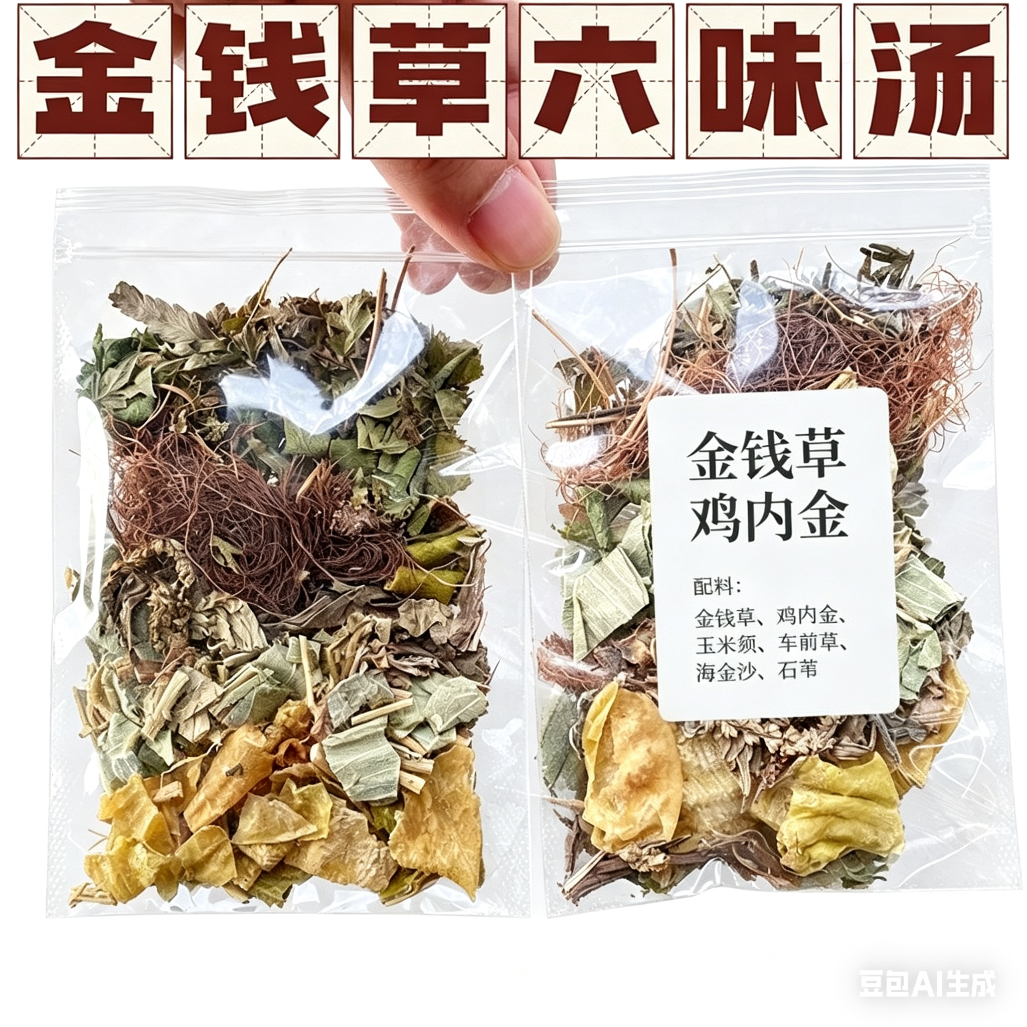 金钱草车前草连钱草鸡内金海金沙藤车前草玉米须石苇组合泡水煮水