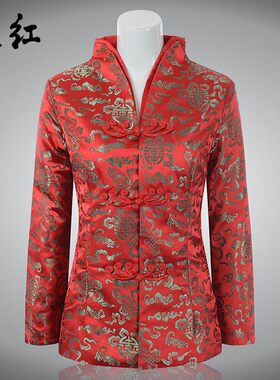 妈妈装春秋款中式汉服绸缎长袖