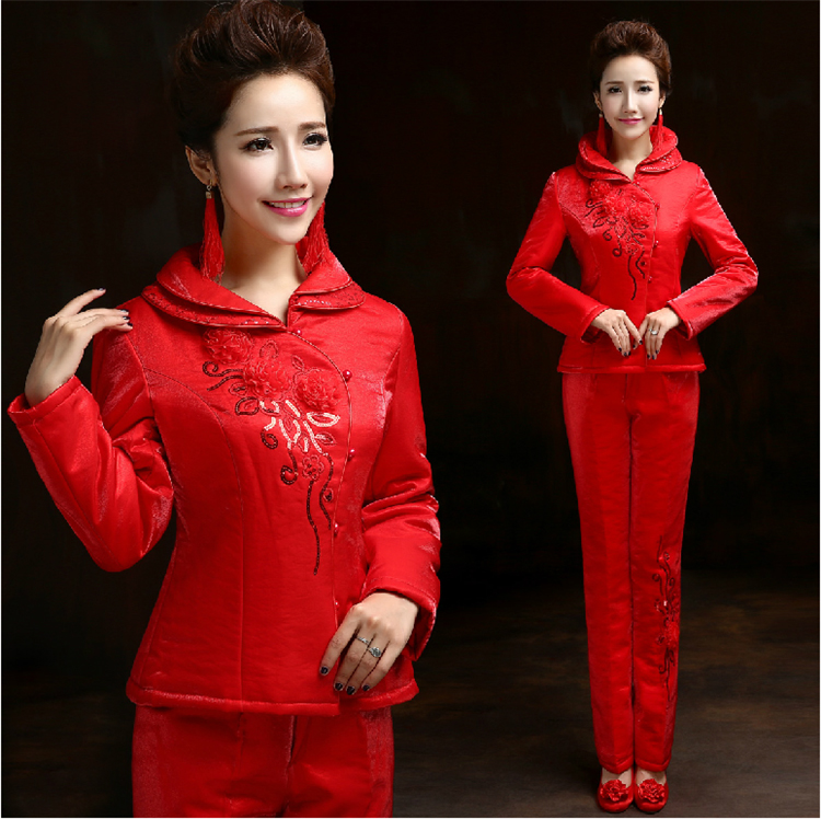 红色棉衣套装新娘上轿服套装棉衣