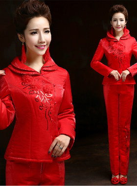 红色棉衣套装新娘上轿服套装棉衣
