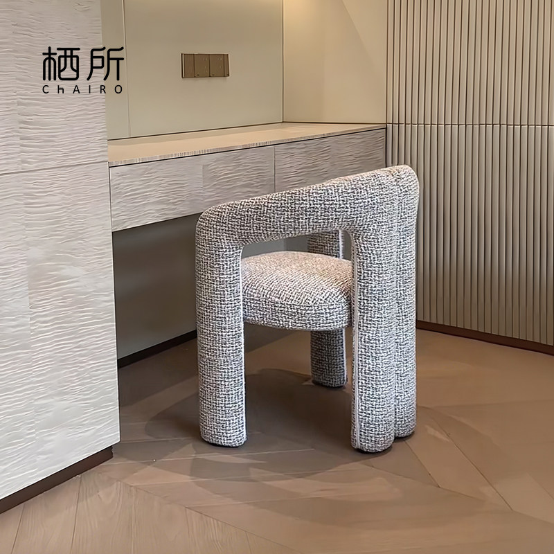 设计师创意杜德化妆椅高级衣帽间艺术餐椅中古布艺书桌椅梳妆椅子