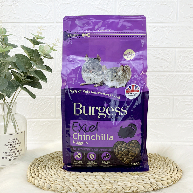 布格斯龙猫粮食英国burgess龙猫主饲料益格低糖低盐美毛增肥1.5kg