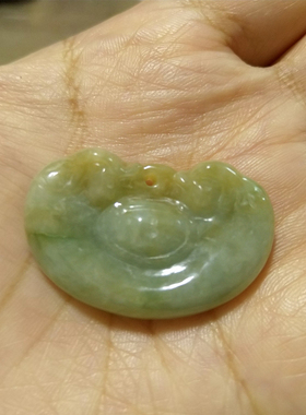 翡翠如意元宝玉石长命锁送项绳