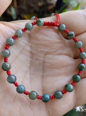 手工编织简约民族风转运红绳圆珠款天然玉石手链可调节男女情侣