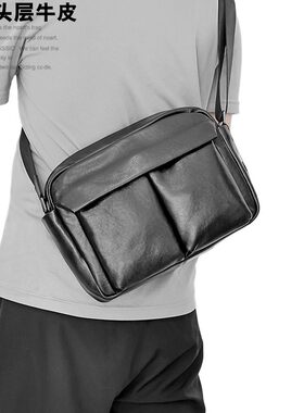 左森大容量男士真皮单肩包植鞣头层牛皮斜挎包软牛皮男包ZS256005