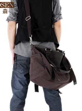 ZUOSEN正品 新款韩版男包包 男士帆布包单肩包斜挎包手提包休闲包