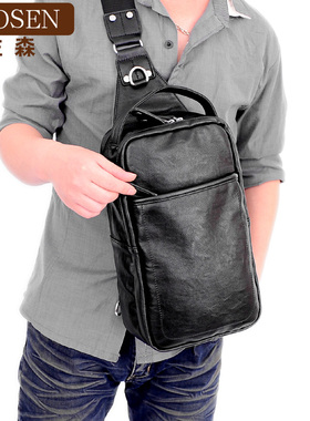 左森ZUOSEN休闲胸包男包单肩包男士胸前包背包大韩版潮流Ipad夏皮