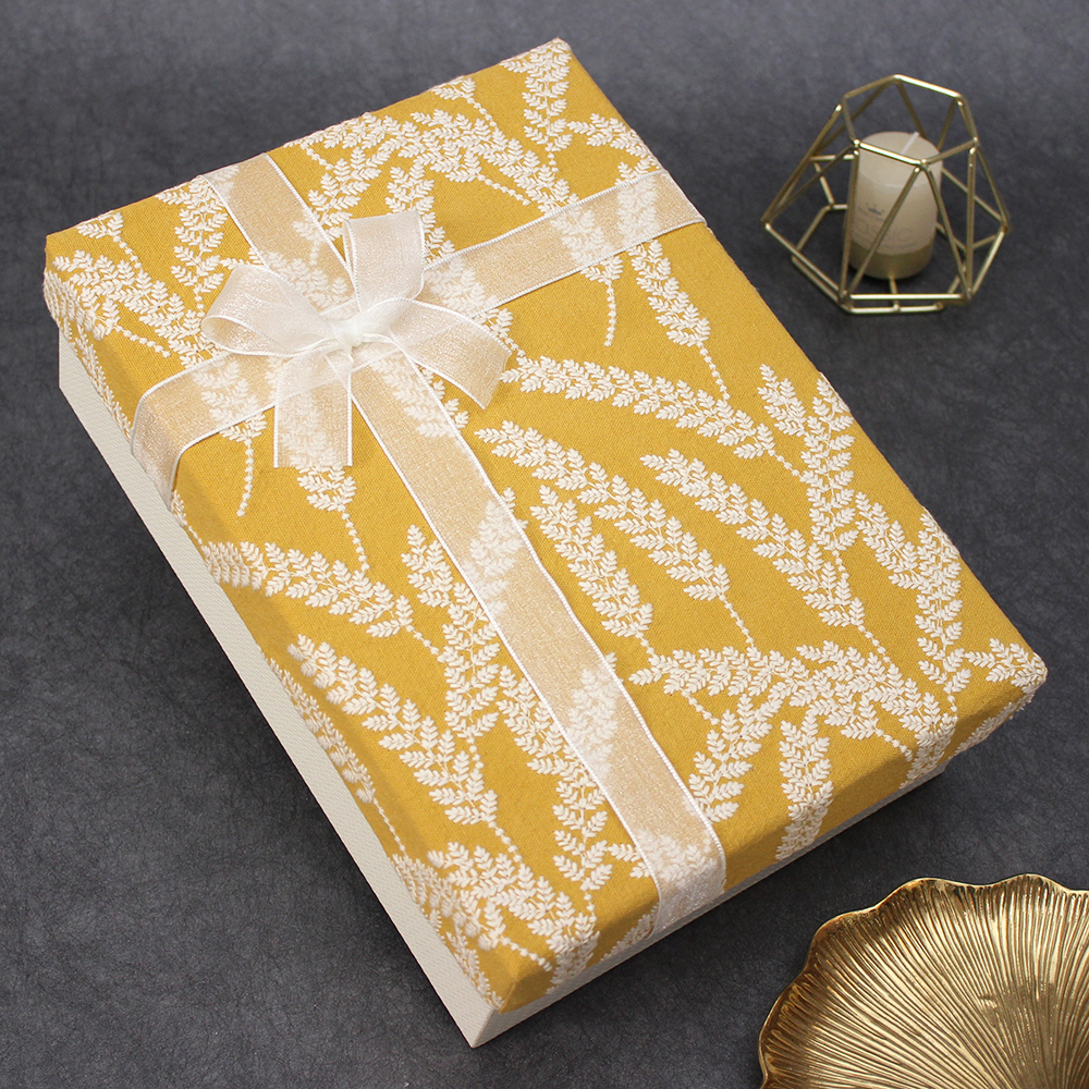 刺绣麦穗礼物盒子空盒布艺包装盒