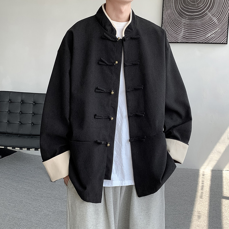 二五年新中式潮日系太极服立领布扣风中山装JK47P100,男装民族服装,电商B375