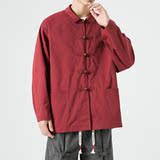 新中式宽松翻领纯色铜扣中山装太极服风夹克JK45P110，男装夹克，电商B375
