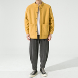 24年新中式厚打底加绒纯色汉服唐装潮毛绒棉衣JK37P100，男装棉衣，电商B375