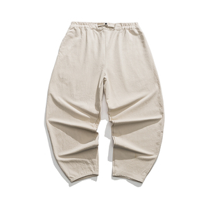 25秋纯色棉麻哈伦裤宽松汉服唐装搭配风休闲裤 K178 P75图片