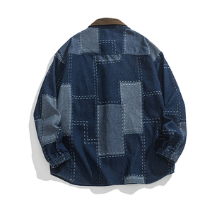 2024汉服加大码宽松平铺图水洗风牛仔夹克 M到5XL JK64 F110图片