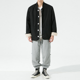 2024加大码唐装汉服直筒两面穿布扣风布衣棉服JK35P140，男装棉衣，电商B375