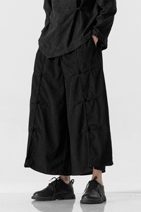 秋款暗黑山本风多扣布裤唐装汉服搭配风休闲裤 K165 P75图片