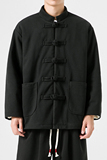 2024加大码宽松棉衣厚加绒立领毛呢汉服风棉衣JK50P135，男装棉衣，电商B375