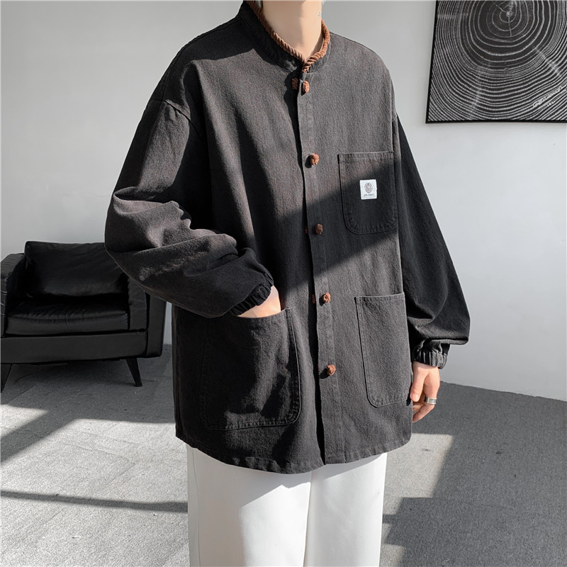 2025唐装汉服款日系水洗工装风复古盘扣夹克JK63P110,男装夹克,电商B375